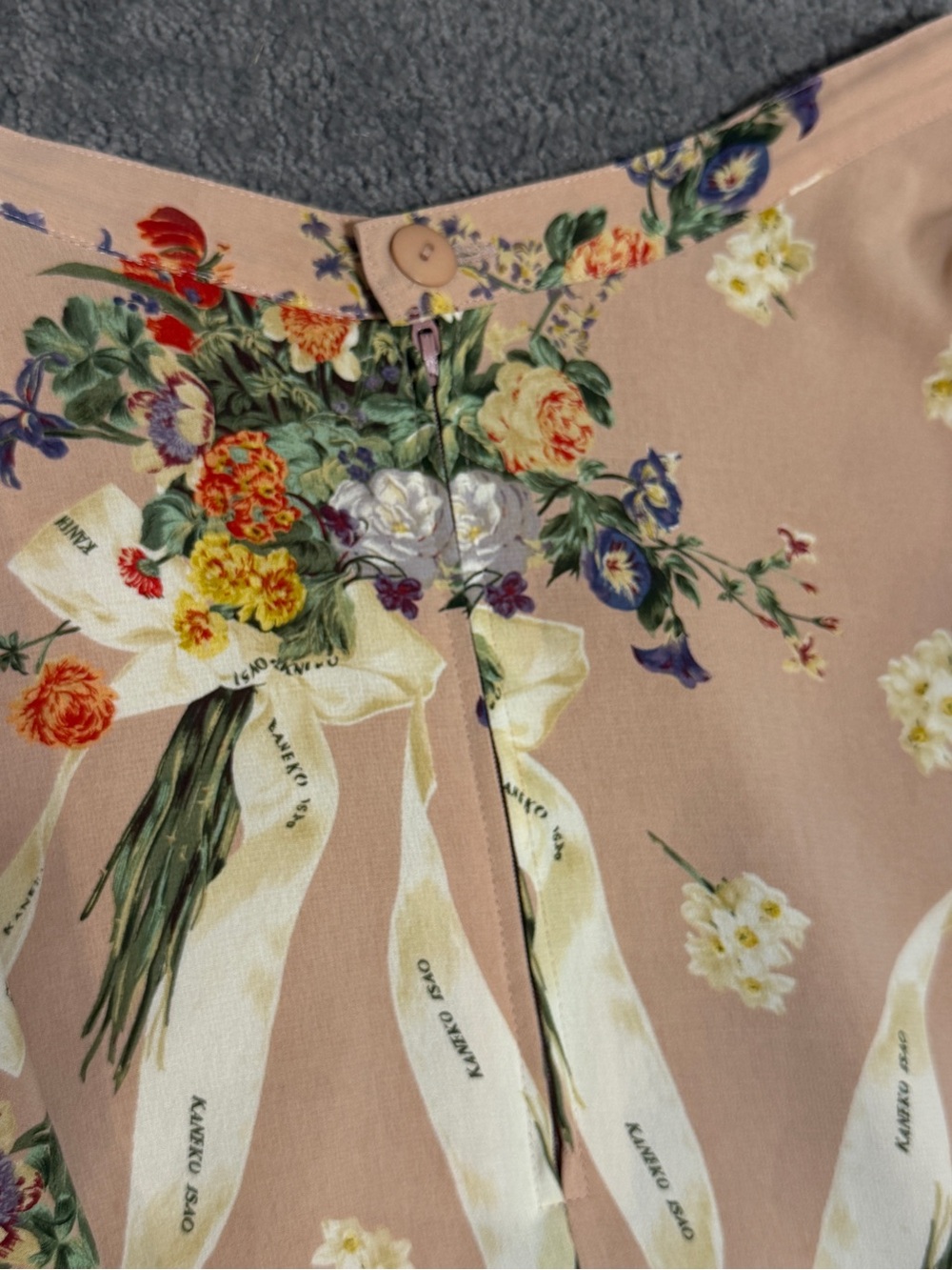 Vintage Kaneko Isao Floral Ribbon Bouquet Midi Skirt Lining K64FS07 - Picture 4 of 6